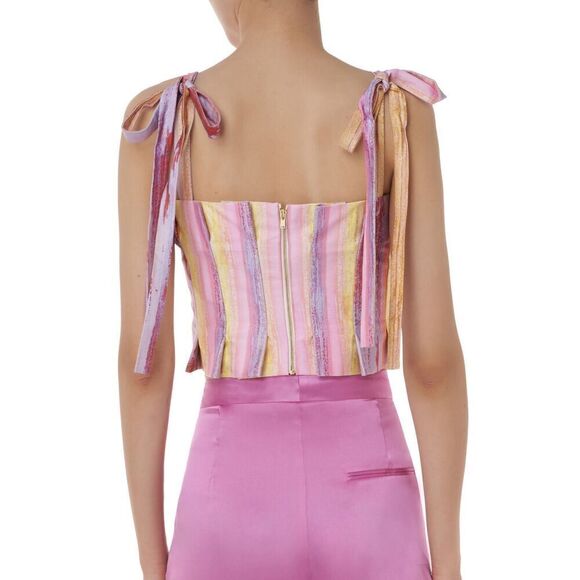 Amur Multicolor Teddy Top Tie Shoulder Crop Tank Size Medium - Picture 2 of 10